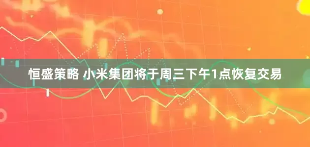 恒盛策略 小米集团将于周三下午1点恢复交易