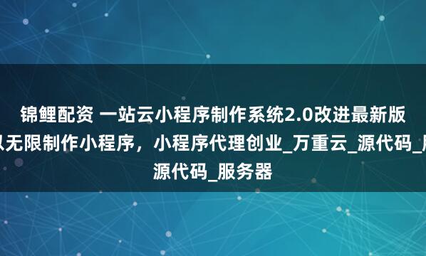 锦鲤配资 一站云小程序制作系统2.0改进最新版！可以无限制作小程序，小程序代理创业_万重云_源代码_服务器