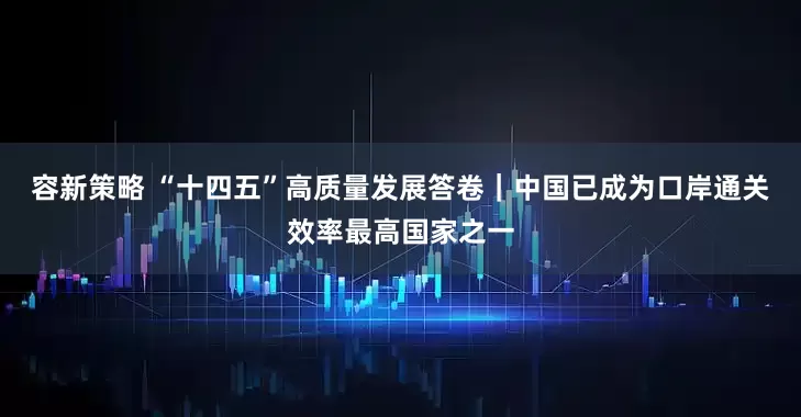 容新策略 “十四五”高质量发展答卷｜中国已成为口岸通关效率最高国家之一