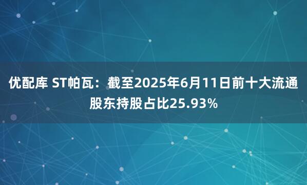 优配库 ST帕瓦:截至2025年6月11日前十大流通股东持股占比25.93%